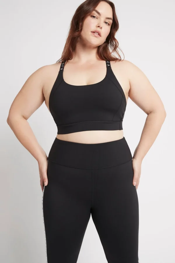 Adjustable Strap Logo Tape Sports Bra 321