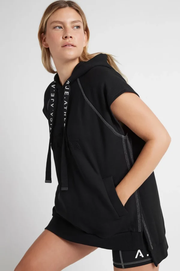 Classic Longline Short Sleeve Hoodie 404