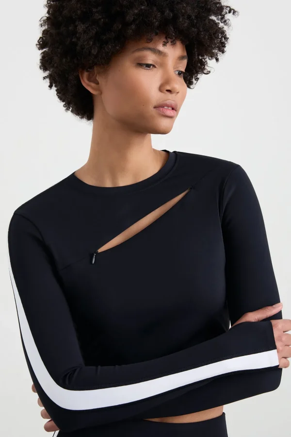 Contrast Long Sleeve Crop Top 389