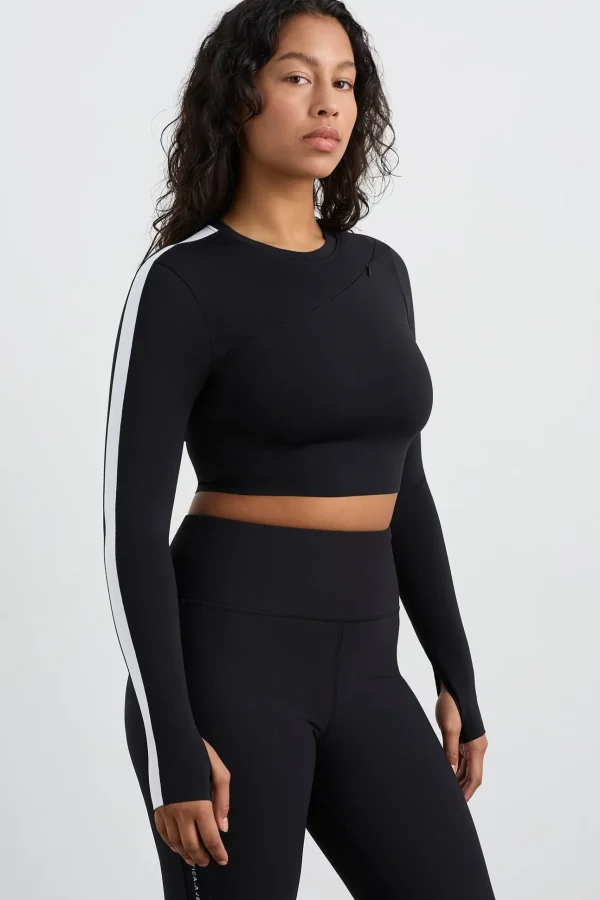 Contrast Long Sleeve Crop Top 389