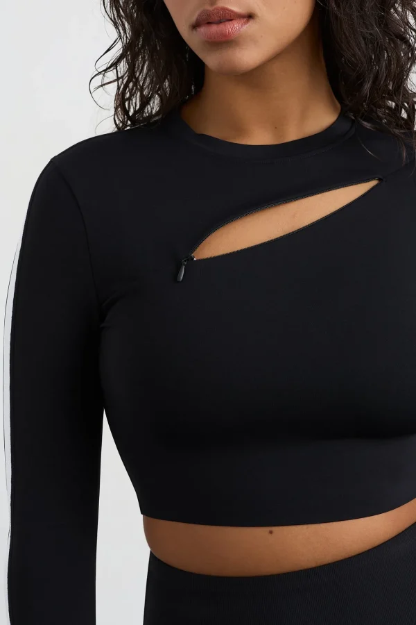 Contrast Long Sleeve Crop Top 389