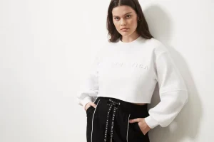 Cropped Embossed Logo Crew Jumper 413