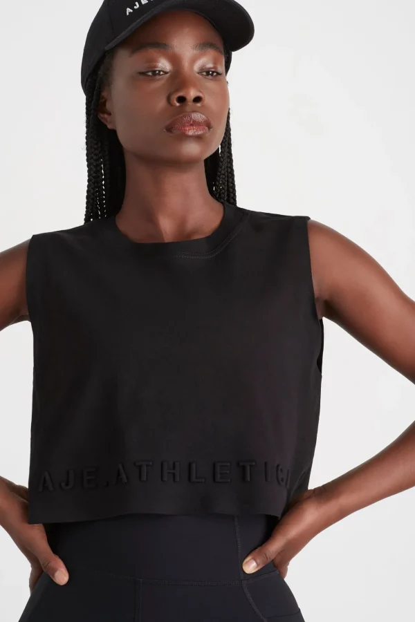 Cropped Embossed Signature Logo Tank 106