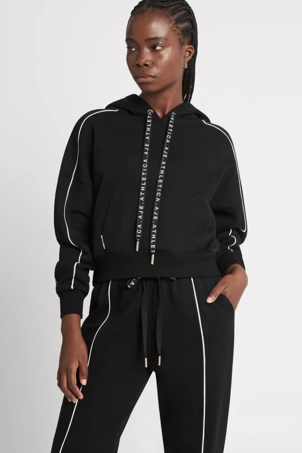 Cropped Essential Contrast Piping Hoodie 405