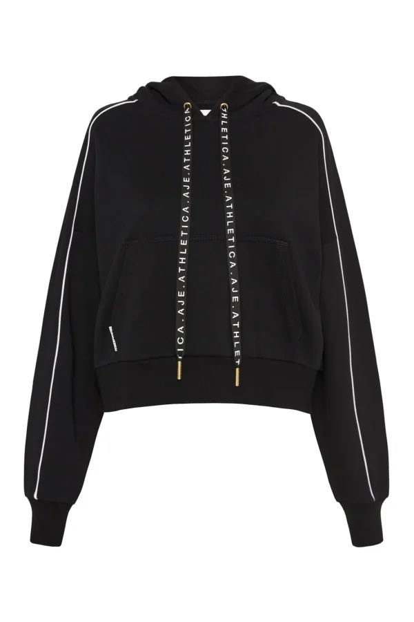 Cropped Essential Contrast Piping Hoodie 405