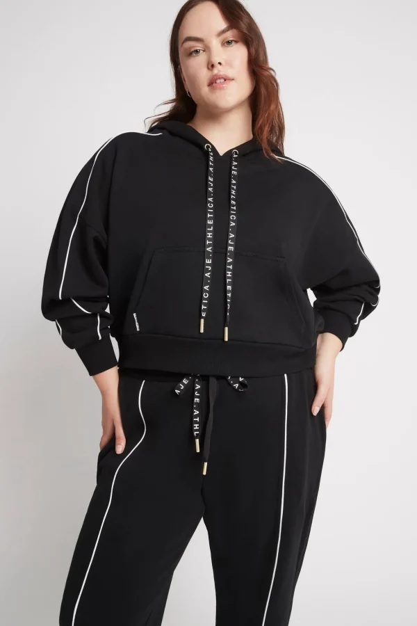 Cropped Essential Contrast Piping Hoodie 405