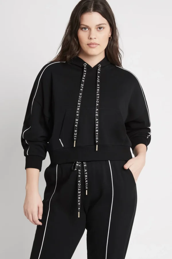 Cropped Essential Contrast Piping Hoodie 405