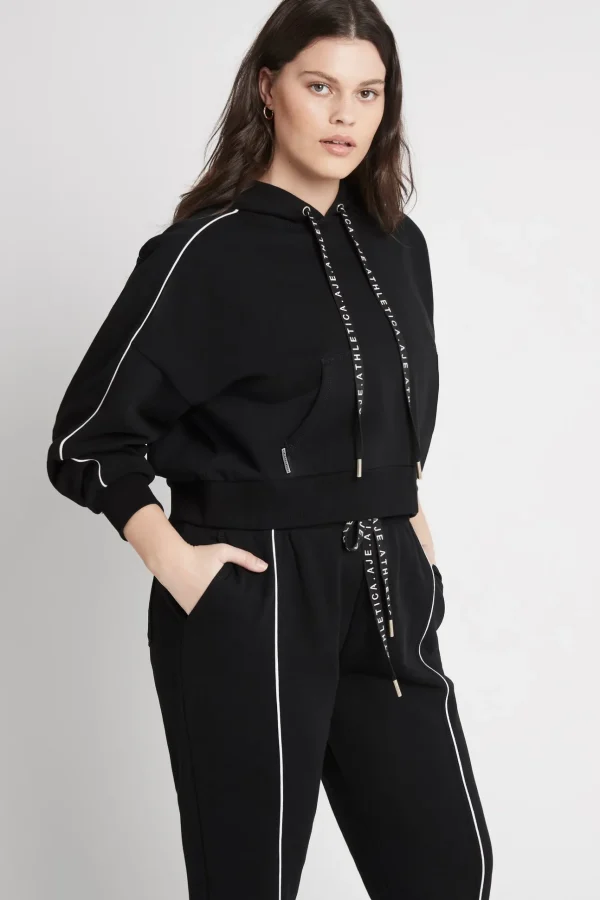 Cropped Essential Contrast Piping Hoodie 405