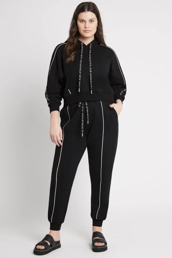 Cropped Essential Contrast Piping Hoodie 405