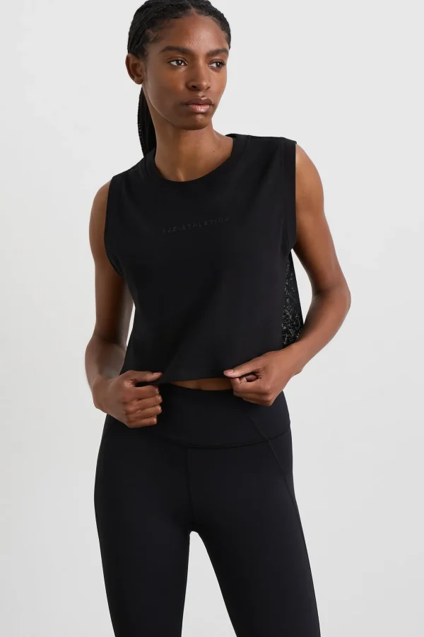 Cropped Logo Mesh Boxy Tank 146