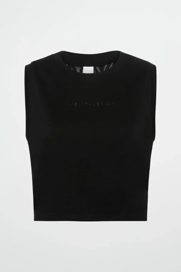 Cropped Logo Mesh Boxy Tank 146