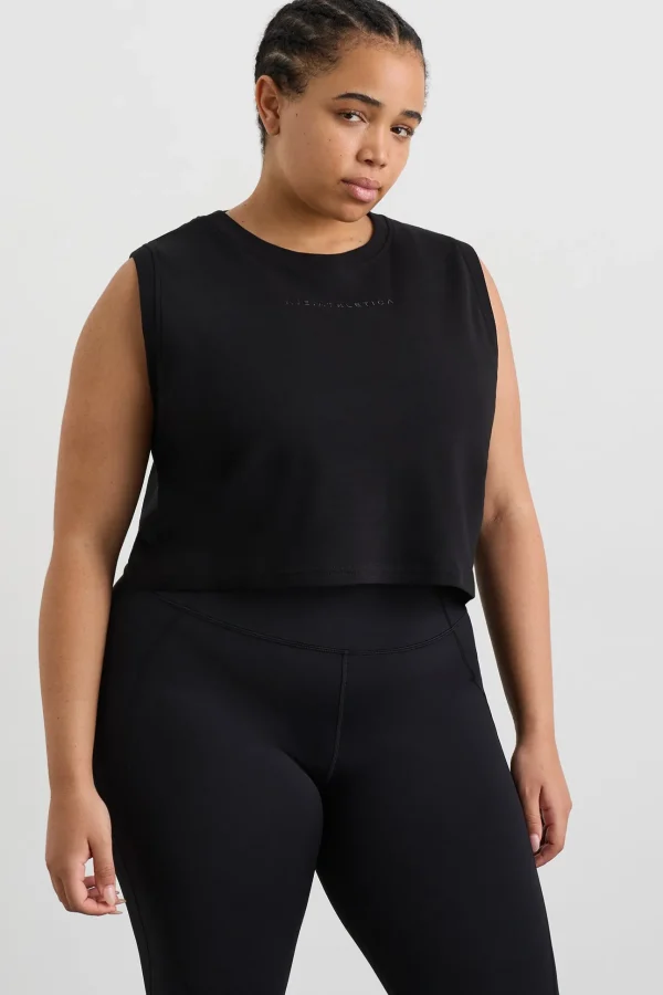 Cropped Logo Mesh Boxy Tank 146
