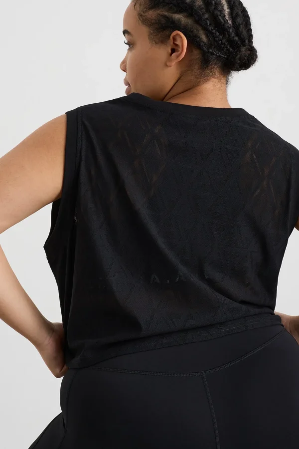 Cropped Logo Mesh Boxy Tank 146