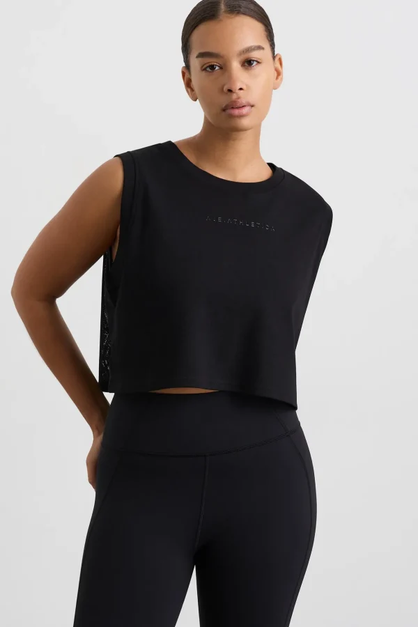 Cropped Logo Mesh Boxy Tank 146