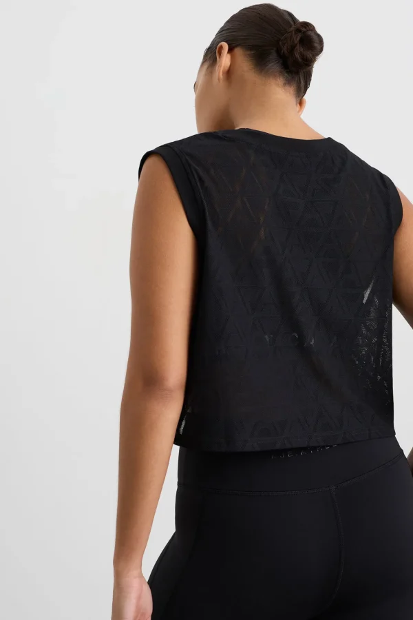Cropped Logo Mesh Boxy Tank 146