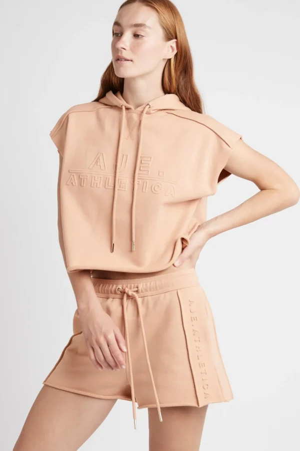 Embossed Classic Short Sleeve Cropped Hoodie 402