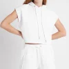 Embossed Classic Short Sleeve Cropped Hoodie 402