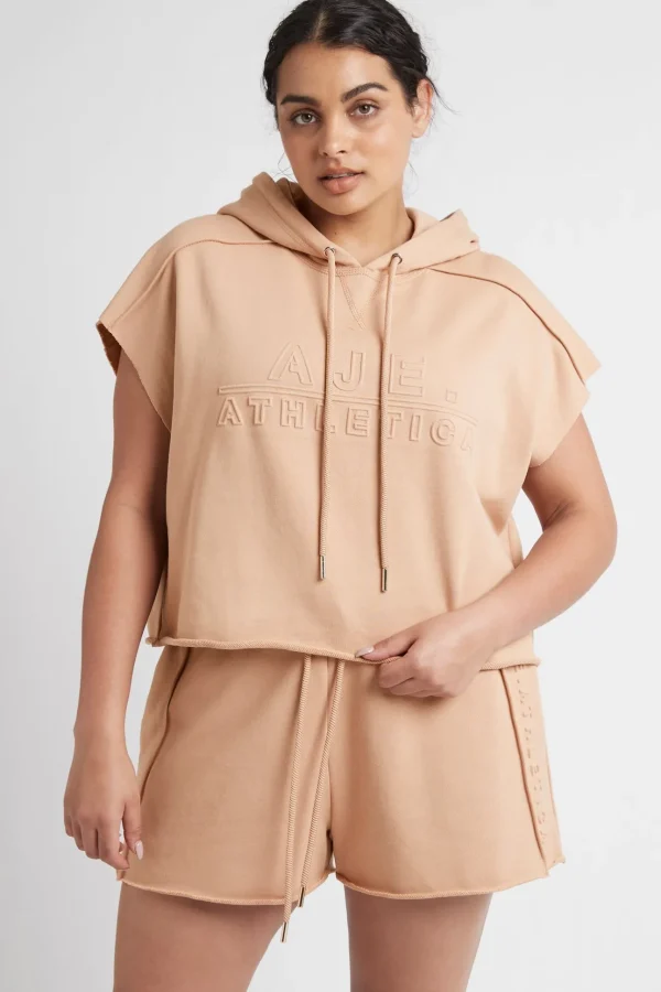 Embossed Classic Short Sleeve Cropped Hoodie 402