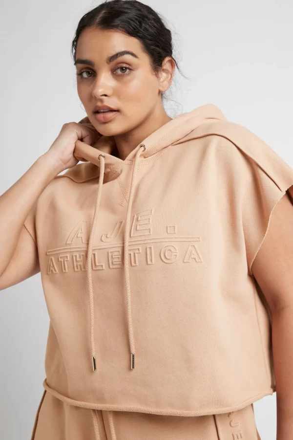 Embossed Classic Short Sleeve Cropped Hoodie 402