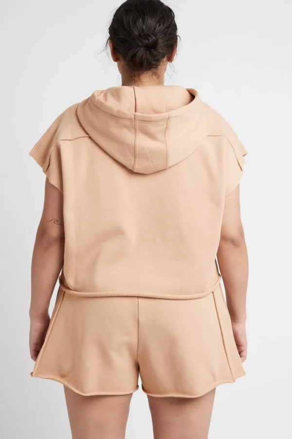 Embossed Classic Short Sleeve Cropped Hoodie 402