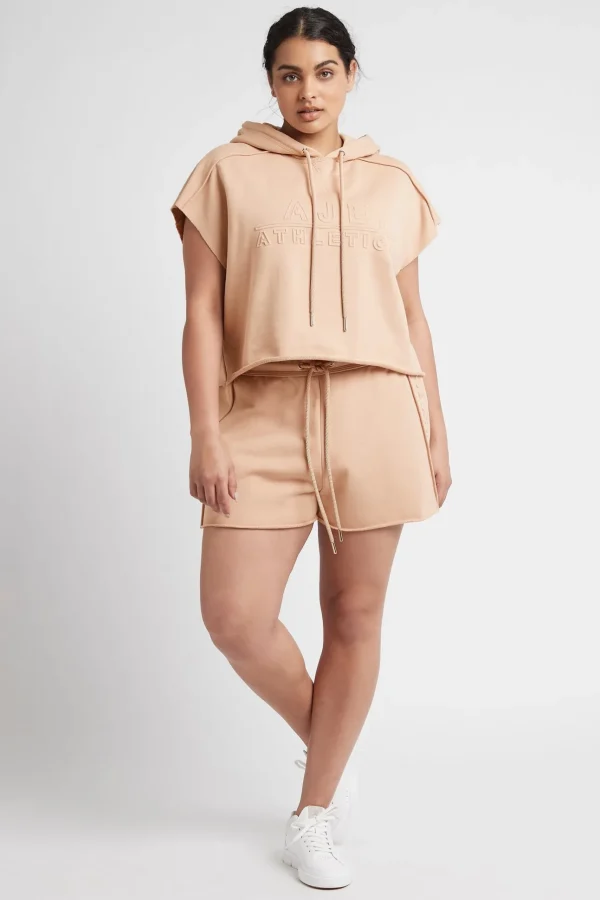 Embossed Classic Short Sleeve Cropped Hoodie 402