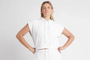 Embossed Classic Short Sleeve Cropped Hoodie 402