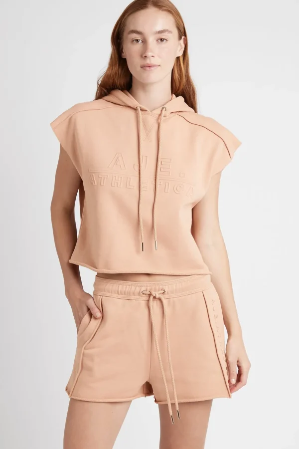 Embossed Classic Short Sleeve Cropped Hoodie 402