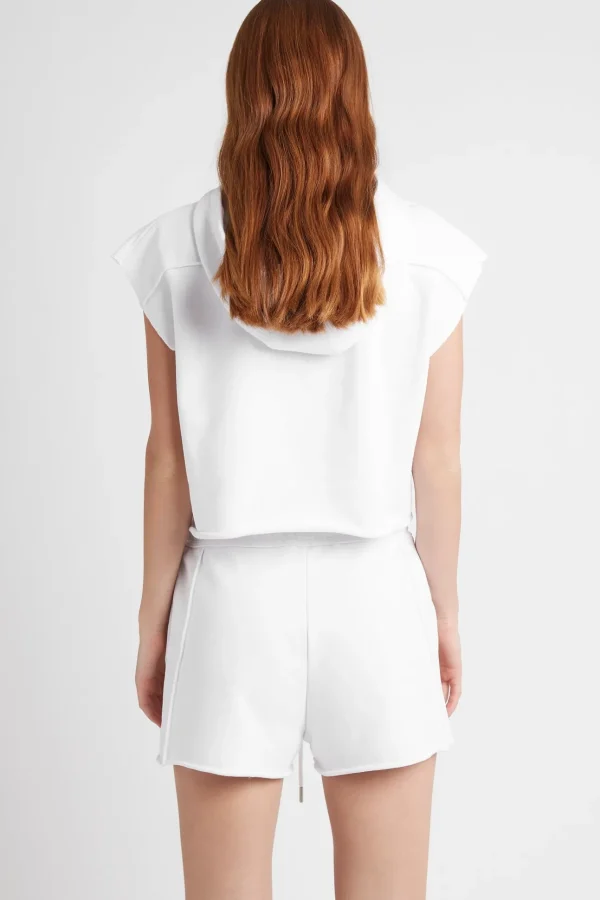 Embossed Classic Short Sleeve Cropped Hoodie 402