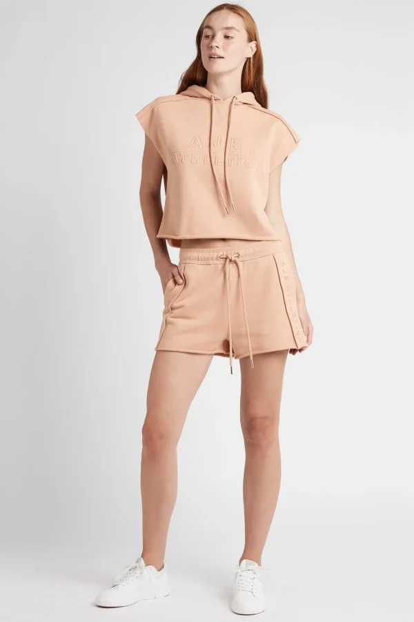 Embossed Classic Short Sleeve Cropped Hoodie 402