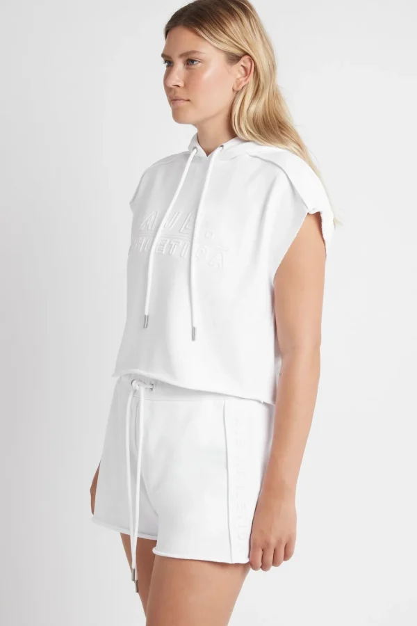Embossed Classic Short Sleeve Cropped Hoodie 402