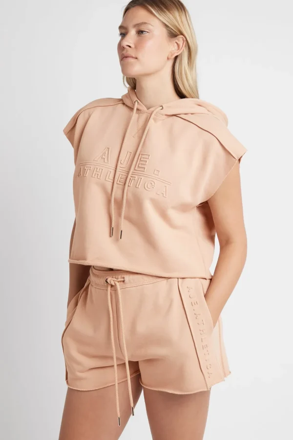 Embossed Classic Short Sleeve Cropped Hoodie 402