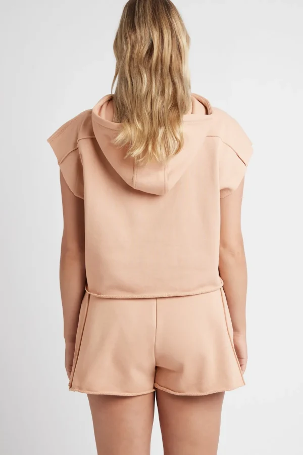Embossed Classic Short Sleeve Cropped Hoodie 402
