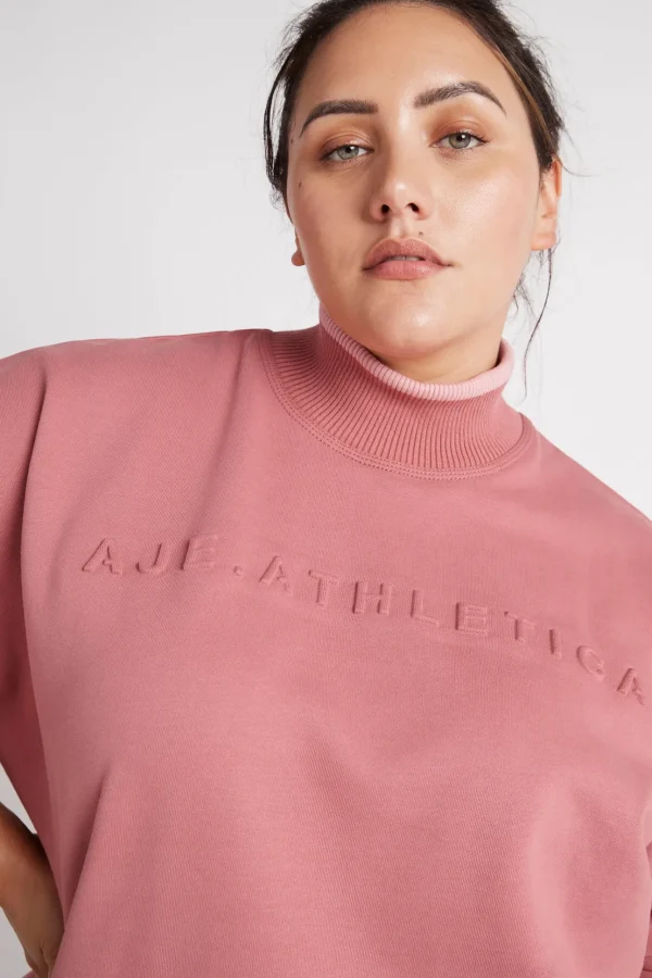 Embossed Signature Logo Funnel Neck Jumper 412