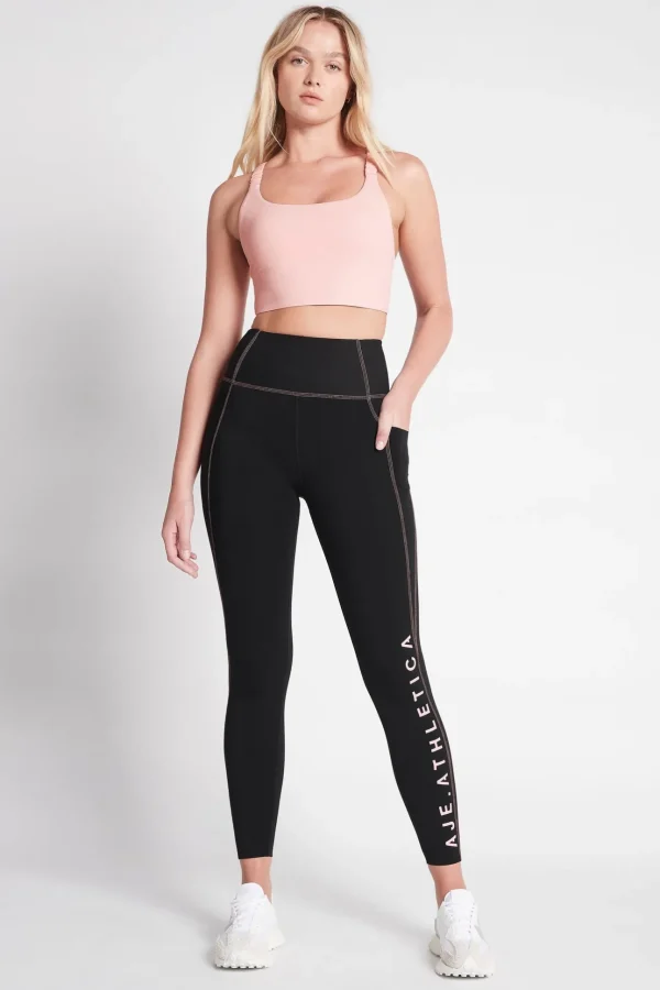 High Rise Contrast Stitch Logo Full Length Legging 203