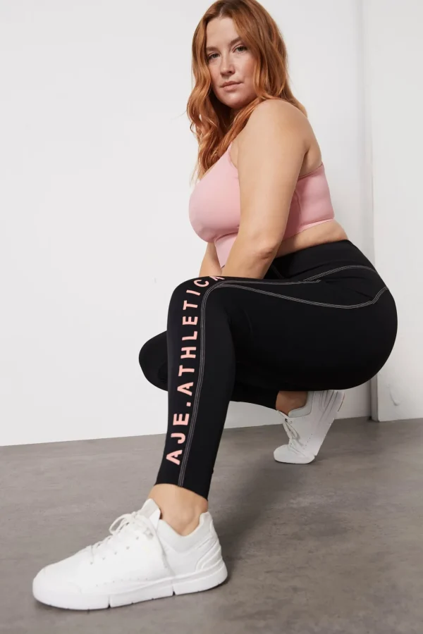 High Rise Contrast Stitch Logo Full Length Legging 203