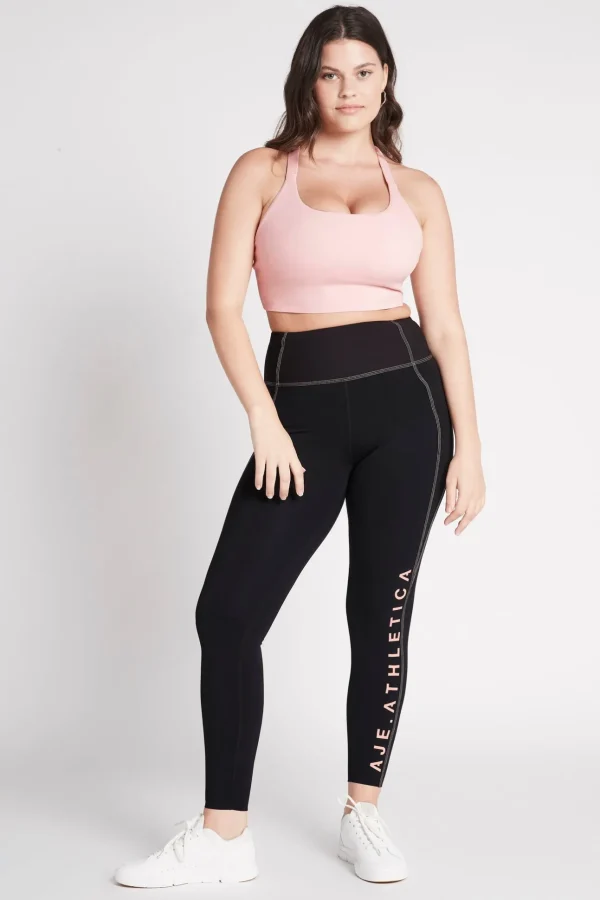 High Rise Contrast Stitch Logo Full Length Legging 203