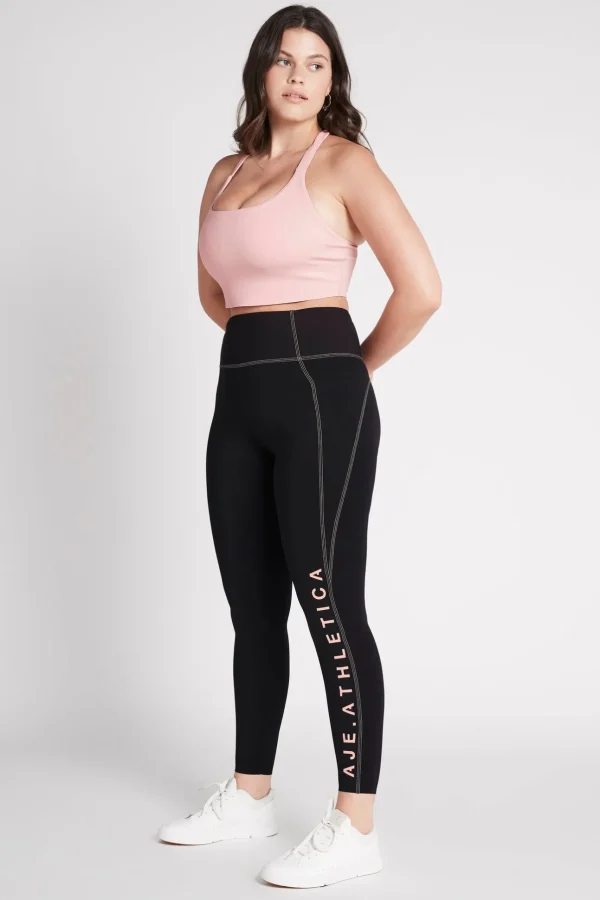 High Rise Contrast Stitch Logo Full Length Legging 203