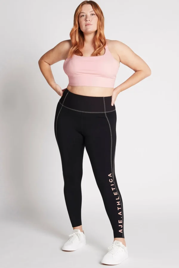 High Rise Contrast Stitch Logo Full Length Legging 203