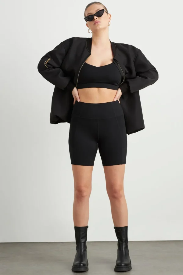 High Rise Mesh Detail Bike Shorts 203