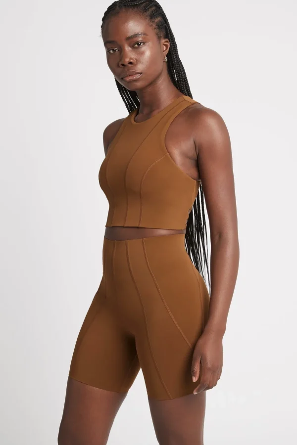 High Rise Mid Length Embossed Bike Short 615