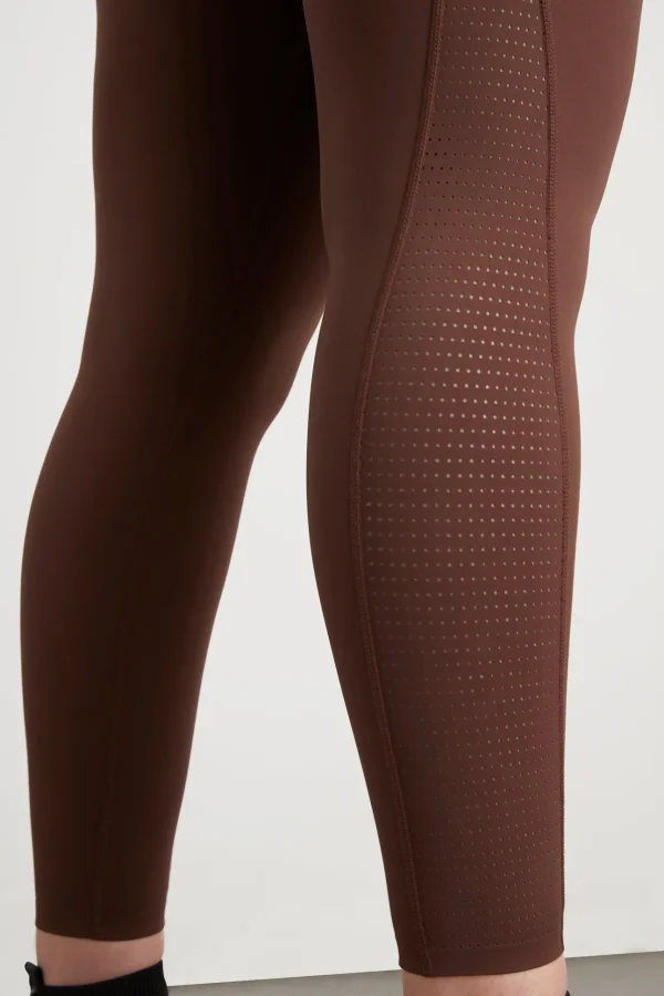 High Rise Perforated Hem Full Length Legging 227