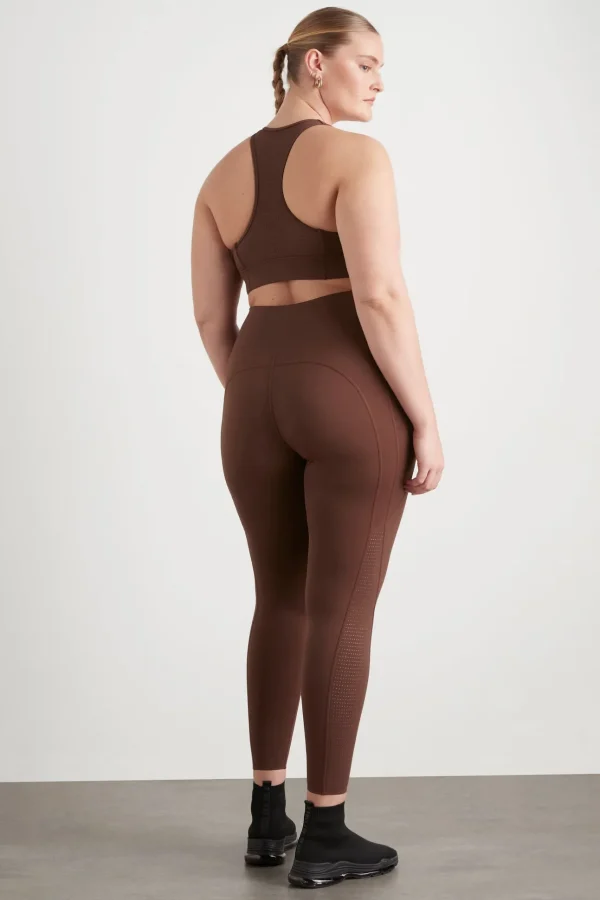 High Rise Perforated Hem Full Length Legging 227