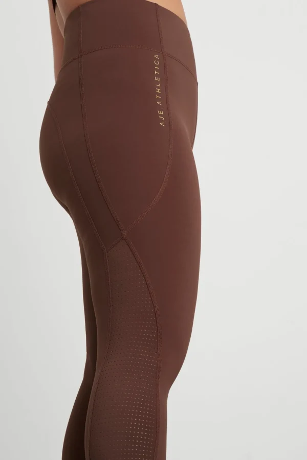 High Rise Perforated Hem Full Length Legging 227