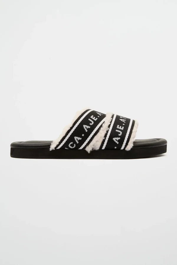 Logotape Shearling Slides 938