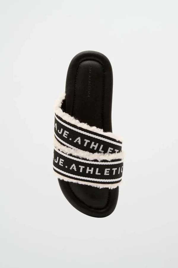 Logotape Shearling Slides 938