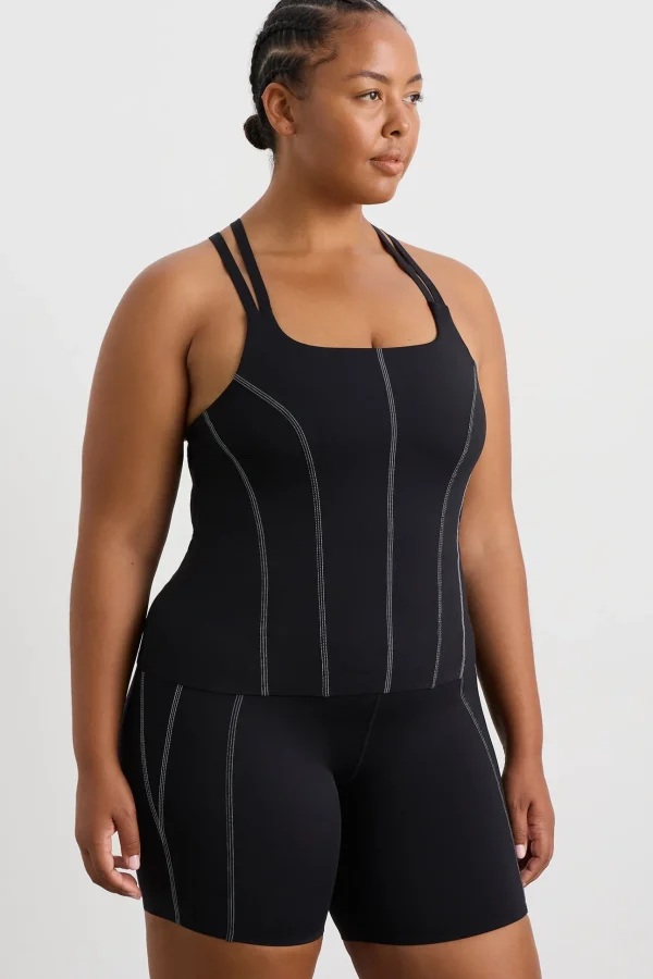Long Line Top Stitch Tank 123