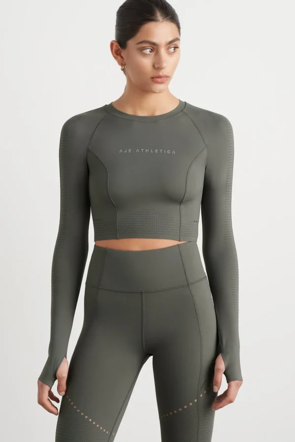 Perforated Long Sleeve Crop Top 340