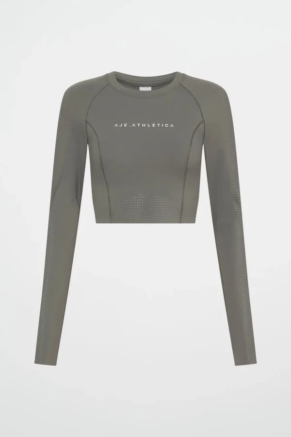 Perforated Long Sleeve Crop Top 340