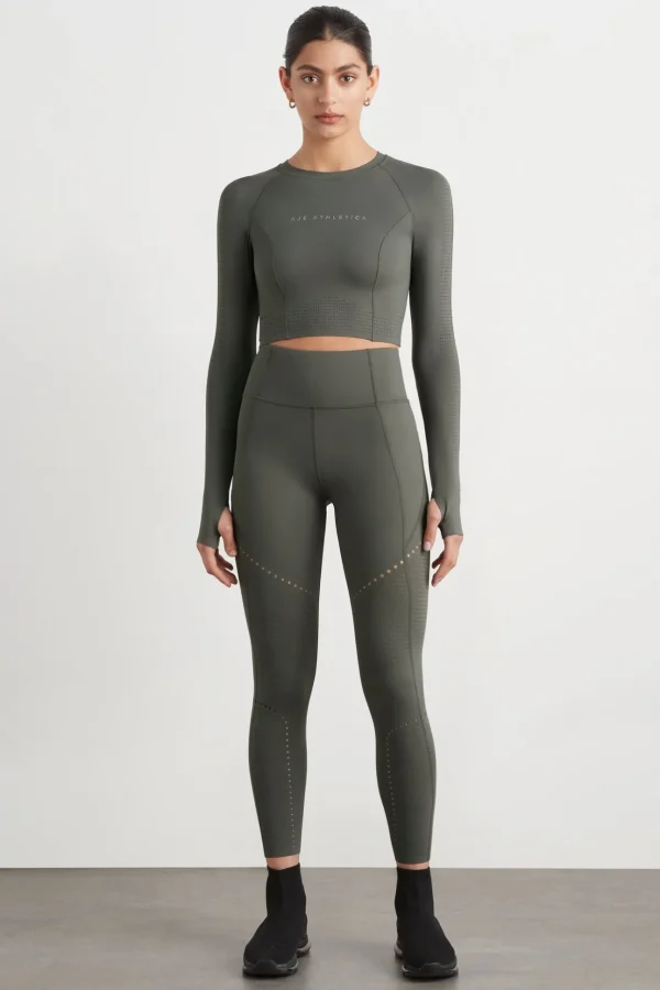 Perforated Long Sleeve Crop Top 340