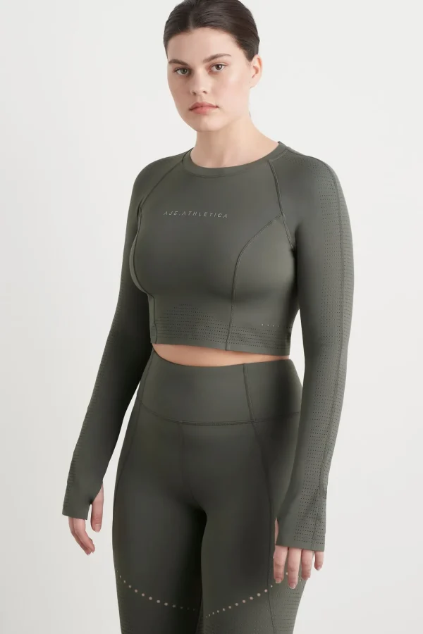 Perforated Long Sleeve Crop Top 340
